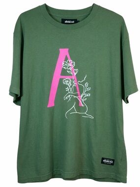 Afield Out Thorn T-Shirt Sage Green Floral Graphic Quote Unisex Size L